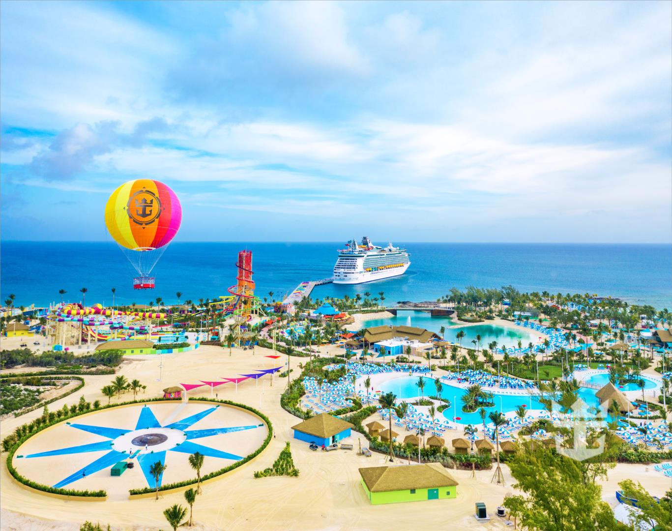 View of Navigator of the seas docked near the Bahamas